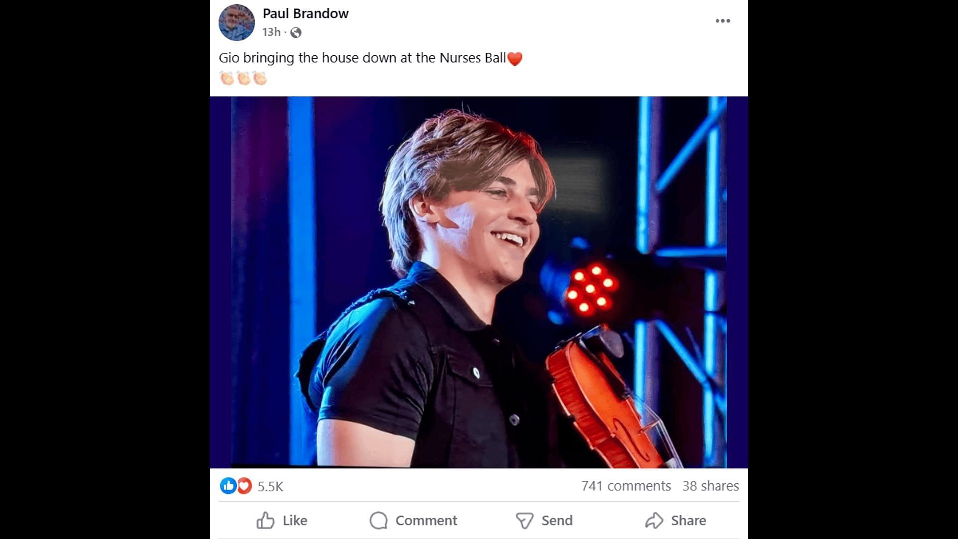 A Facebook post about Gio's performance at the Nurses' Ball (Image via Facebook/General Hospital Fans - Official)